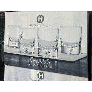 Hotel Collection 9.5 oz Bubble Double Old-Fashioned Glasses, Set of 4 NEW